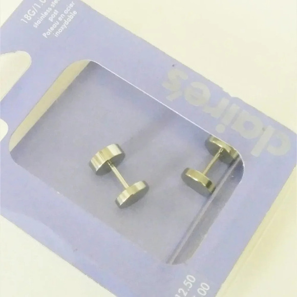 CZ Cartilage Barbell Plugs Earrings Pair - Picture 3 of 5